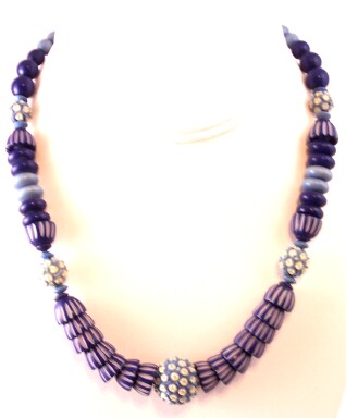 BN48 blue vegetable ivory bead necklace